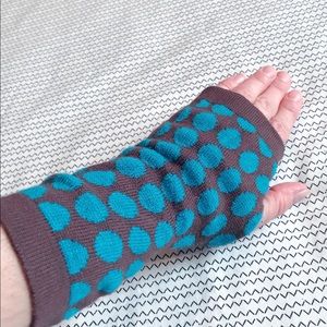 Brown & Blue Polka Dot Wrist Warmers